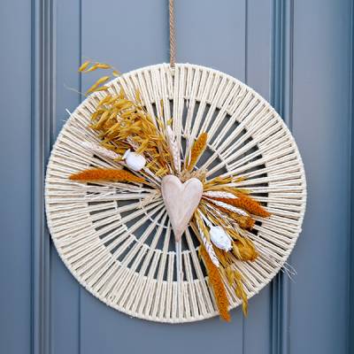 Trockenblumenkranz Boho Herz gelb | handgefertigt | Mooie Tijd